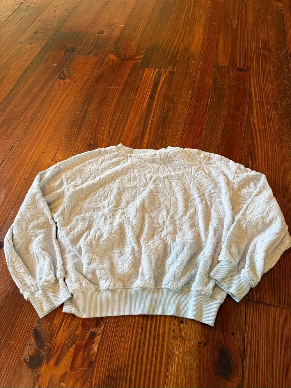 Old Navy Embossed Floral Crewneck Sweatshirt in Pale Blue